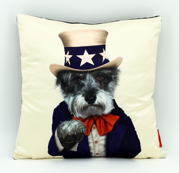 Uncle Sam Dog Pets Rock Throw Pillow