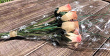 One Dozen Wood Rose Bouquet, Ivory/Pink