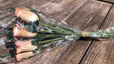 One Dozen Wood Rose Bouquet, Ivory/Pink