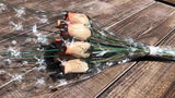 One Dozen Wood Rose Bouquet, Ivory/Orange