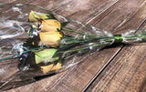 One Dozen Wood Rose Bouquet, Yellow & Light Green