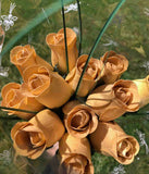 One Dozen Wood Rose Bouquet, Light Yellow