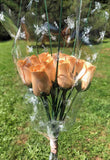 One Dozen Wood Rose Bouquet, Peach