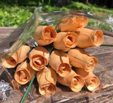 One Dozen Wood Rose Bouquet, Peach