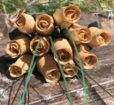 One Dozen Wood Rose Bouquet, Ivory