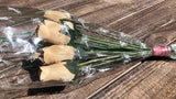 One Dozen Wood Rose Bouquet, Ivory