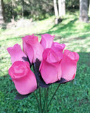 Light Pink & Hot Pink Wooden Rosebud (price per stem)