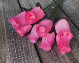 Light Pink & Hot Pink Wooden Rosebud (price per stem)