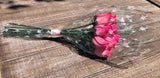 One Dozen Wood Rose Bouquet, Pink/Hot Pink