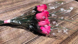 One Dozen Wood Rose Bouquet, Pink/Hot Pink & Hot Pink