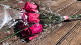 One Dozen Wood Rose Bouquet, Pink/Hot Pink & Hot Pink