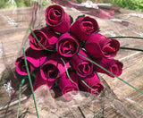 One Dozen Wood Rose Bouquet, Violet