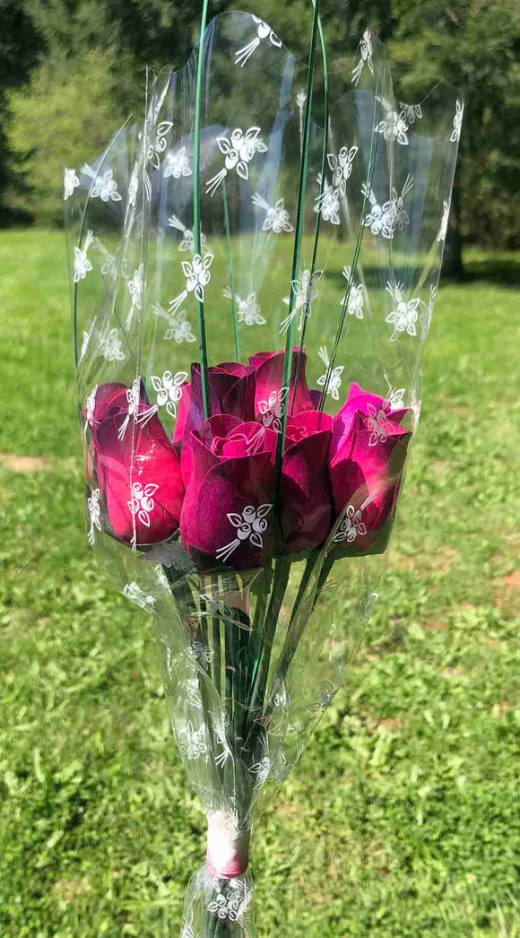 One Dozen Wood Rose Bouquet, Violet & Hot Pink/Purple