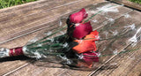 One Dozen Wood Rose Bouquet, Orange/Burg & Burg