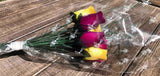 One Dozen Wood Rose Bouquet, Violet & Yellow