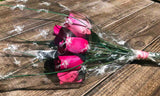 One Dozen Wood Rose Bouquet, Hot Pink & Pink/Hot Pink