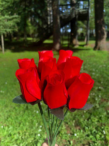 Orange Red Wooden Rosebud (price per stem)