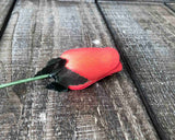 Orange Red Wooden Rosebud (price per stem)