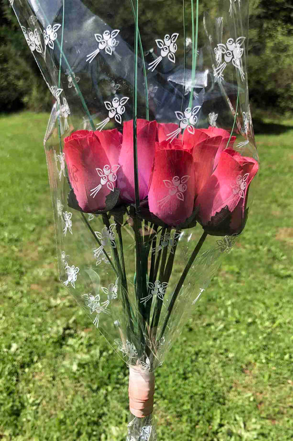 One Dozen Wood Rose Bouquet, Lavender & Red