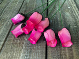 Pink & Hot Pink Wooden Rosebud (price per stem)