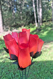 Orange & Burgundy Wooden Rosebud (price per stem)