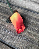 Orange & Burgundy Wooden Rosebud (price per stem)