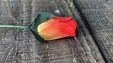 Yellow & Red Wooden Rosebud (price per stem)