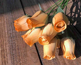 Ivory & Caramel Wooden Rosebud (price per stem)