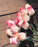 Ivory & Dark Pink Wooden Rosebud (price per stem)