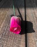 Ivory & Hot Pink Wooden Rosebud (price per stem)