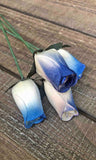 Ivory & Royal Blue Wooden Rosebud (price per stem)