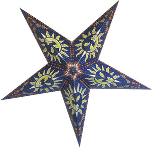 24" Blue Sun Window Paper Star Lantern (Light Not Included)