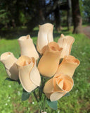 Ivory Wooden Rosebud (price per stem)