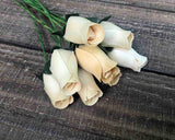 Ivory Wooden Rosebud (price per stem)