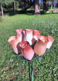 Ivory & Brown Wooden Rosebud (price per stem)