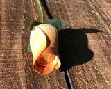 Ivory & Brown Wooden Rosebud (price per stem)