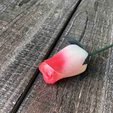 Ivory & Red Wooden Rosebud (price per stem)