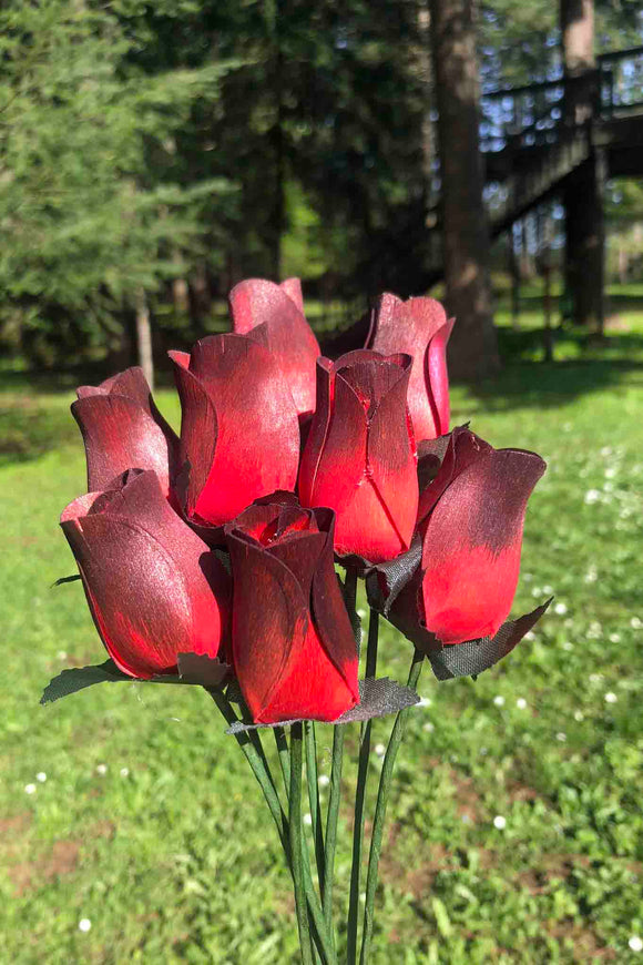 Red & Black Wooden Rosebud (price per stem)