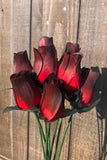 Red & Black Wooden Rosebud (price per stem)