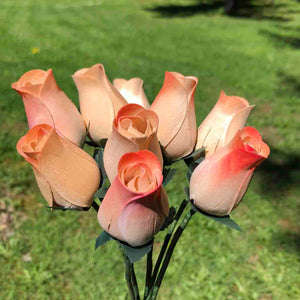 Ivory & Orange Wooden Rosebud (price per stem)