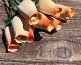 Ivory & Orange Wooden Rosebud (price per stem)