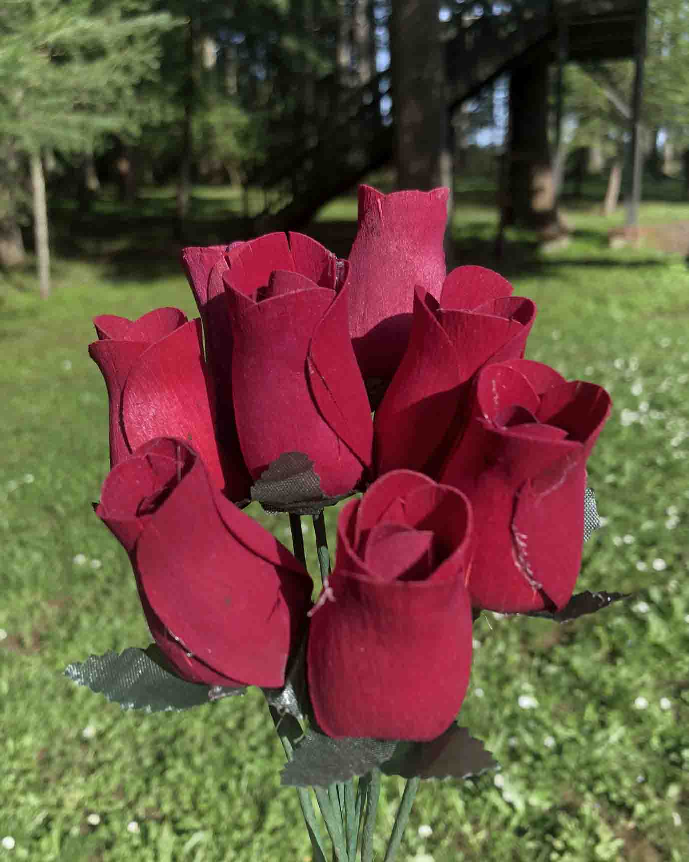 Burgundy Wooden Rosebud (price per stem)