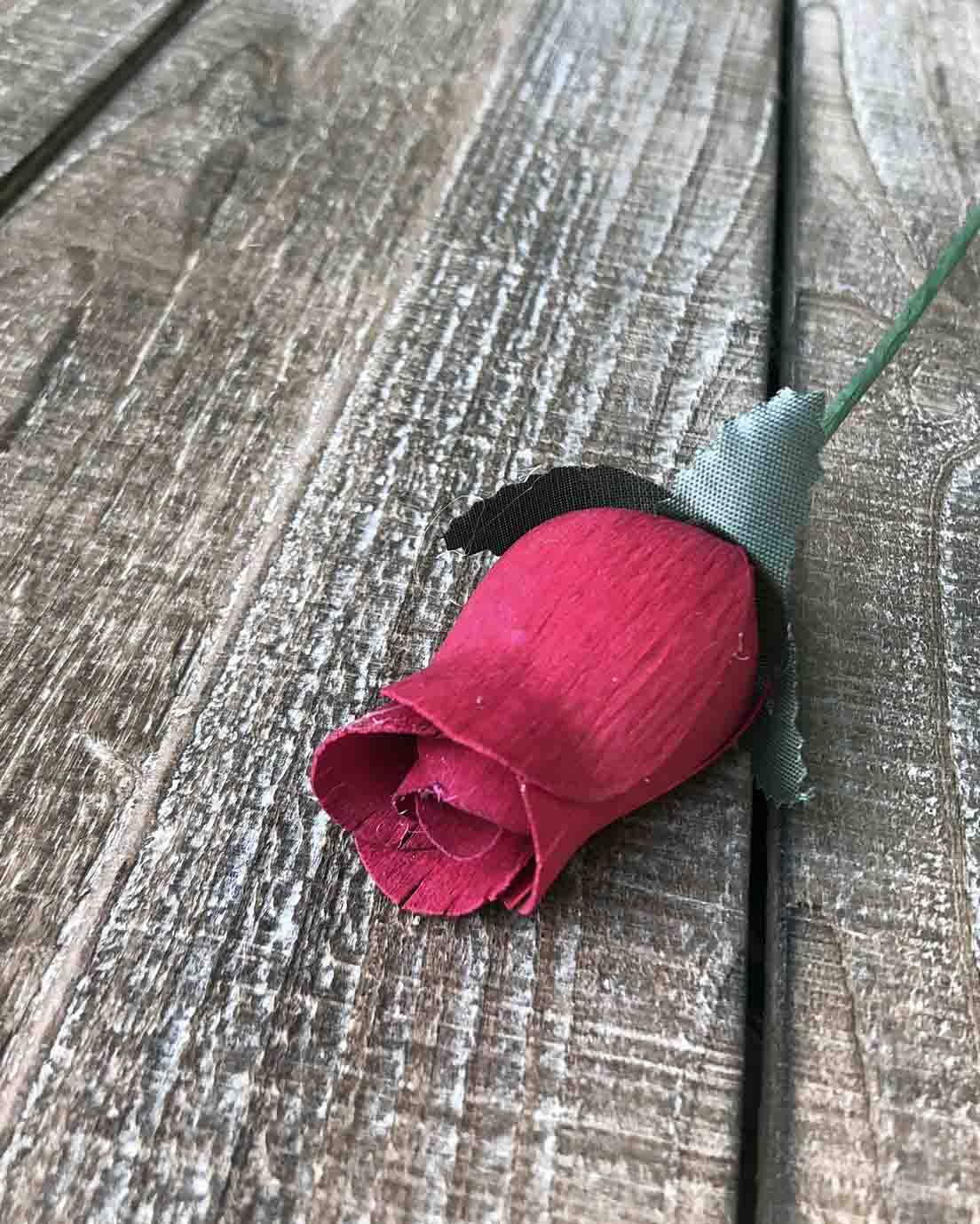 Burgundy Wooden Rosebud (price per stem)