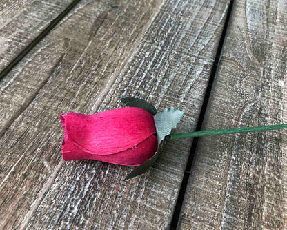 Burgundy Wooden Rosebud (price per stem)