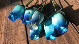 Light Blue & Royal Blue Wooden Rosebud (price per stem)