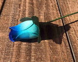 Light Blue & Royal Blue Wooden Rosebud (price per stem)