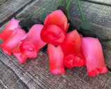 Coral & Red Wooden Rosebud (price per stem)