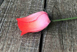 Coral & Red Wooden Rosebud (price per stem)