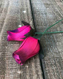 Hot Pink & Purple Wooden Rosebud (price per stem)