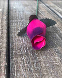 Hot Pink & Purple Wooden Rosebud (price per stem)